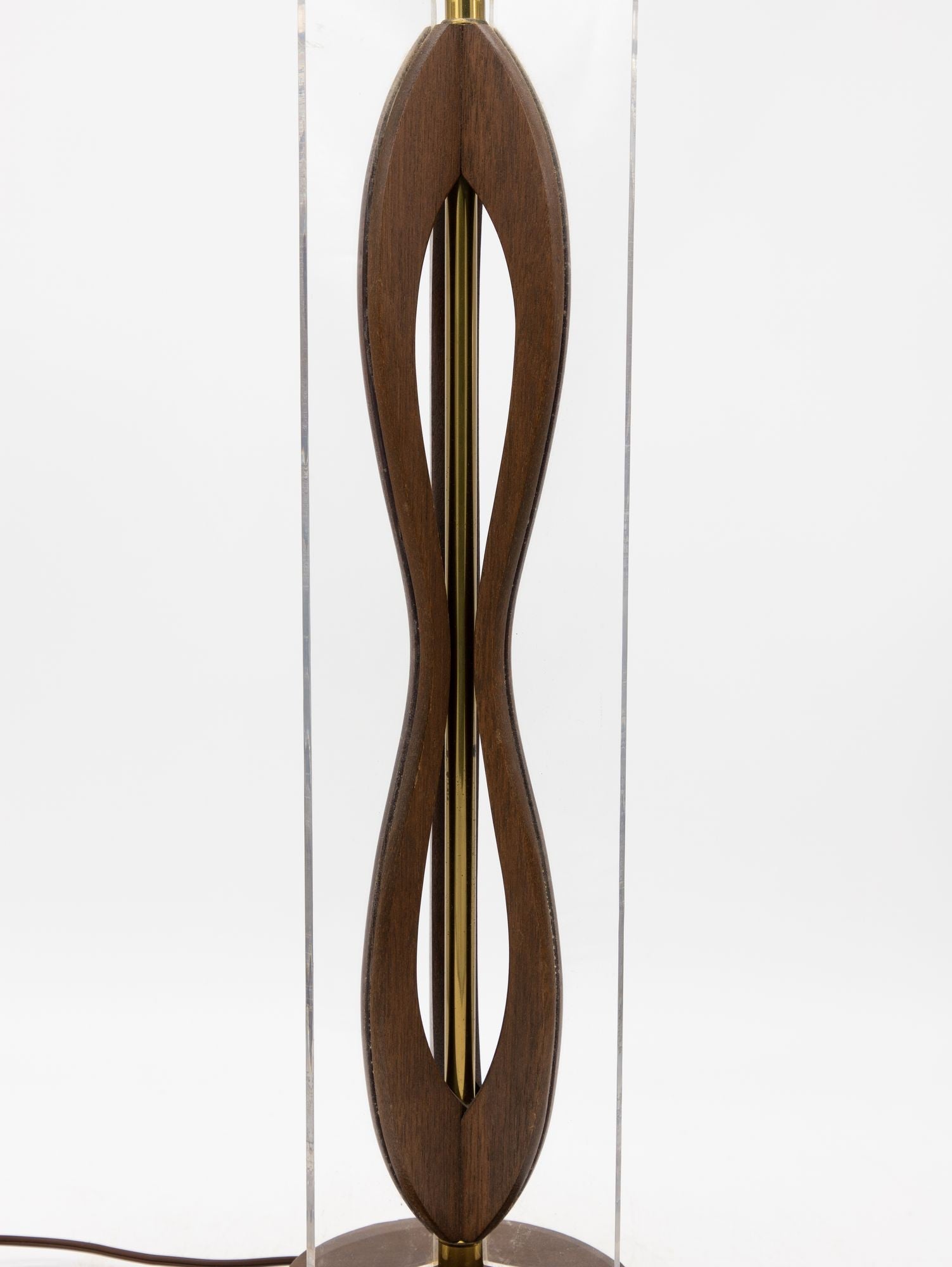 MId Century Modern Wood and Lucite Table Lamp, American Mid 20th C.