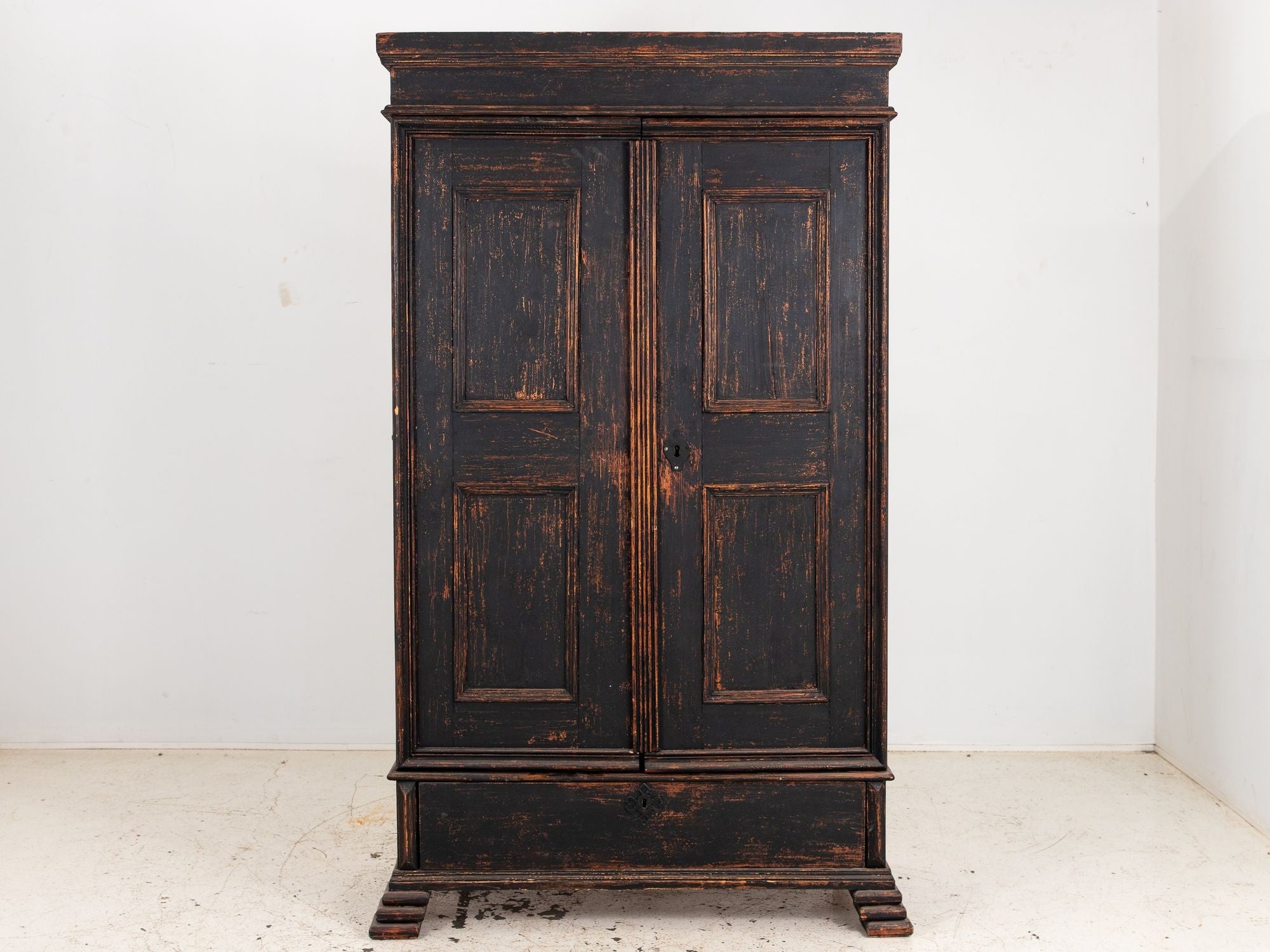 Black Swedish Cupboard or Kitchen Cabinet, Sweden Late 18th C.