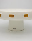 White & Gold Toggle Footed Serving Bowl or Platter, Handley Drive, Portugal 2016