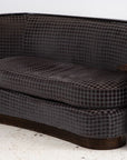 Art Deco Blue Velvet Sofa with Attached Lucite Drinks Tables, France 1930s