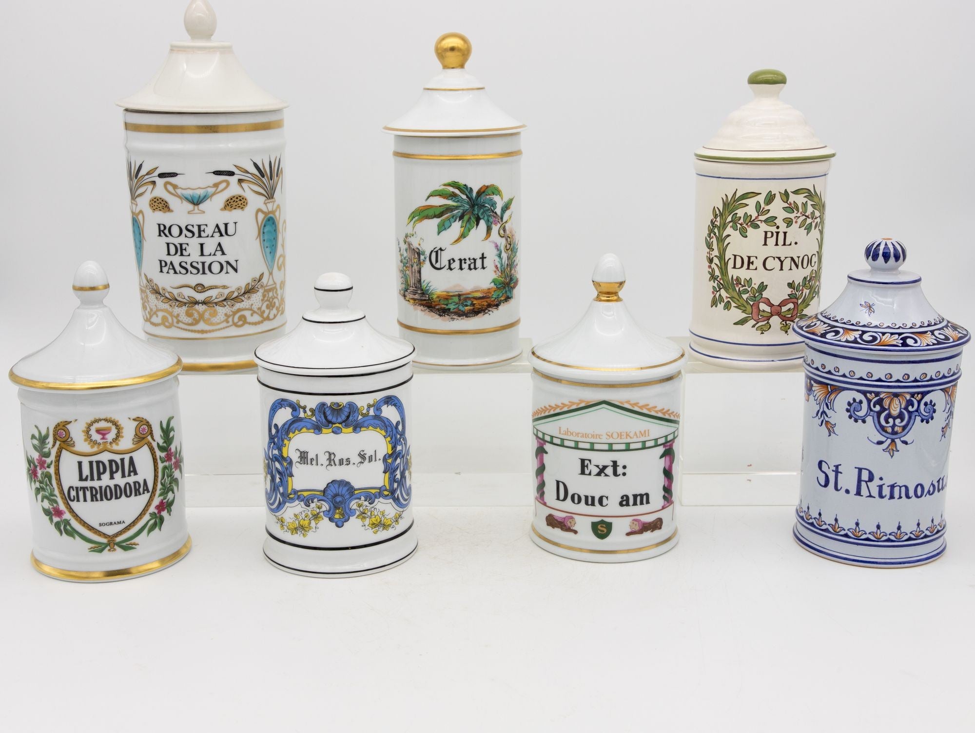 Set of Seven Mid 20th Century French Provence Apothecary Jars