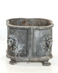 Antique English Lead Quatrefoil Planter with Lion Heads and Paws, 1850s