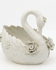 Italian Porcelain Swan Cachepot, Off White, Early 20th C.