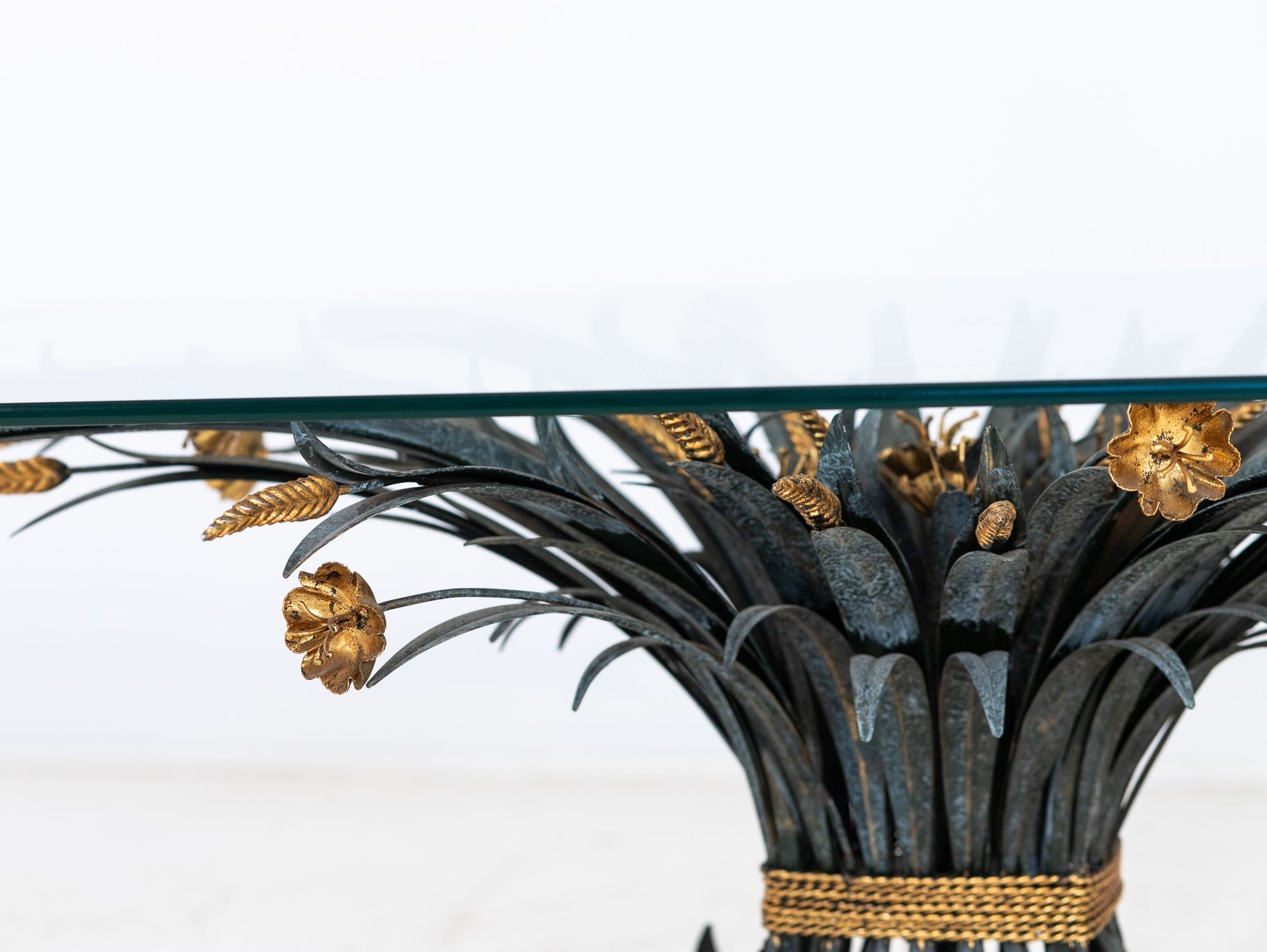 Hollywood Regency Gilt Metal Sheaf of Wheat Coffee Table, France Mid 20th C.