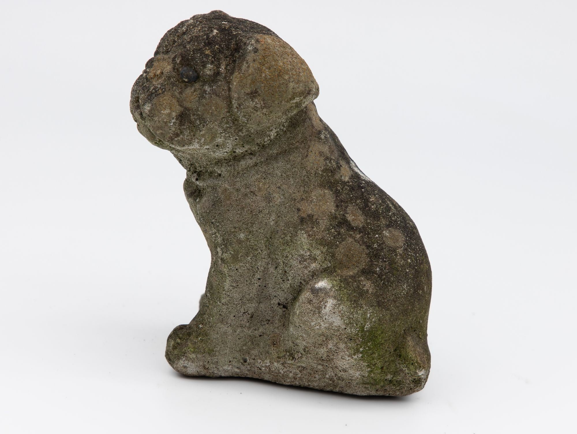 Vintage English Bulldog or Pug Dog Stone Garden Statue, English mid 20th C.