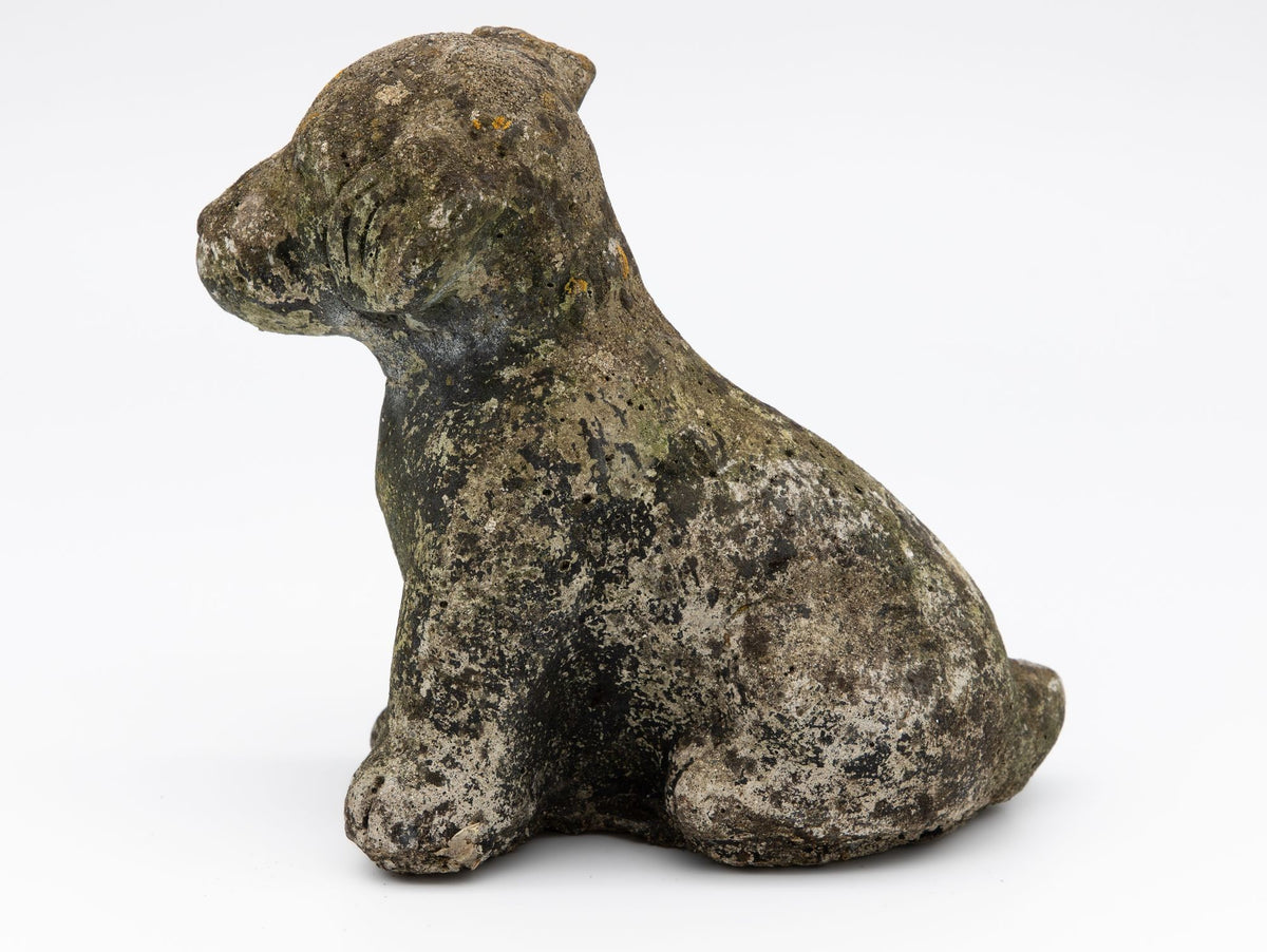 Reconsitituted Stone Puppy or Dog Garden Ornament, England Mid 20th C.