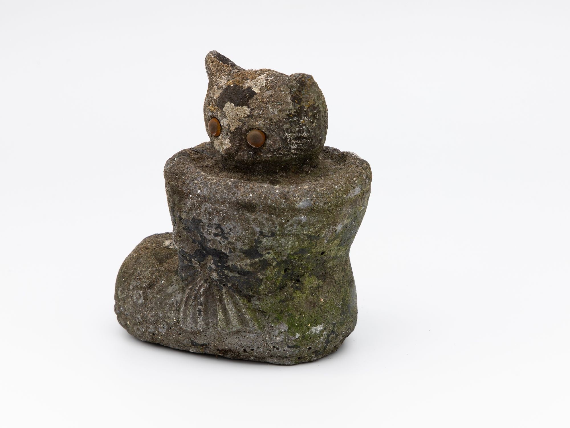 Composite Stone Kitten in Boot Garden Ornament, English 20th Century