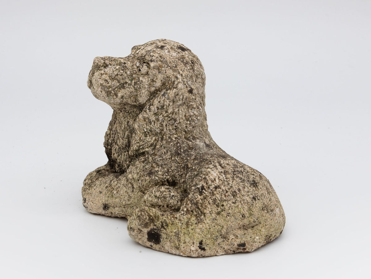 Vintage Reconstituted Stone Puppy or Dog Spaniel Garden Ornament, 20th Century
