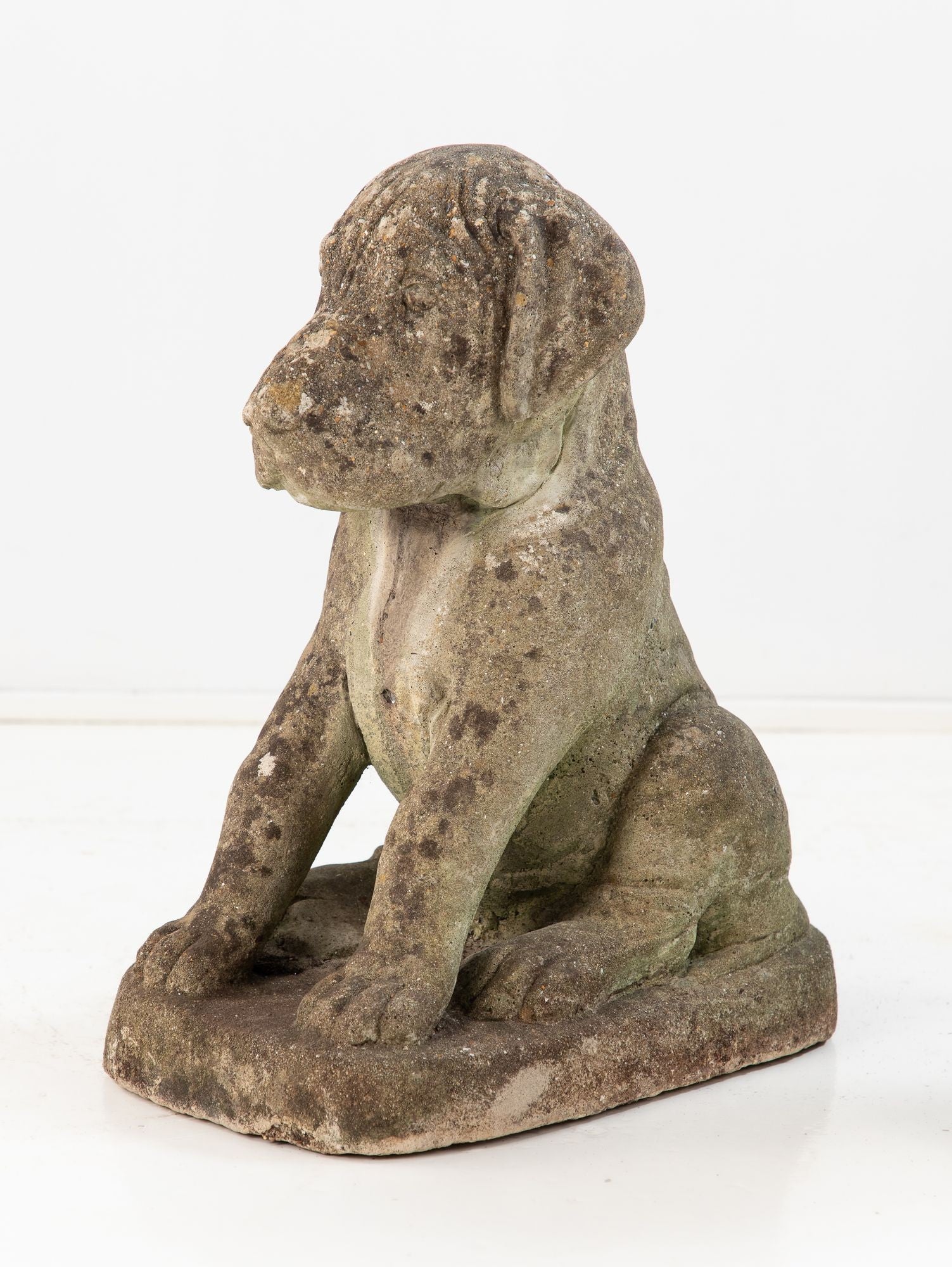 Pair of Composite Stone Boxer Dog Garden Statues, England 1960s
