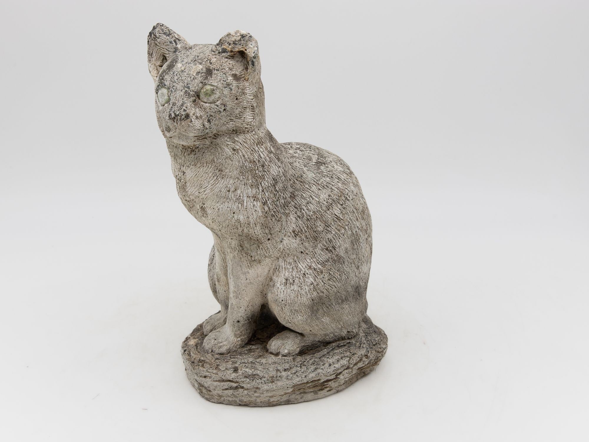 Vintage Reconstituted Stone Cat Garden Statue, English 1970s