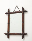 Small Faux Bamboo Carved Frame Mirror, England 1940s