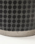 Art Deco Round Textured Ottoman with Metal Base, French 1920s