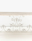 Marble Top Scroll Work Metal Base Dining Table, England Mid 20th C.