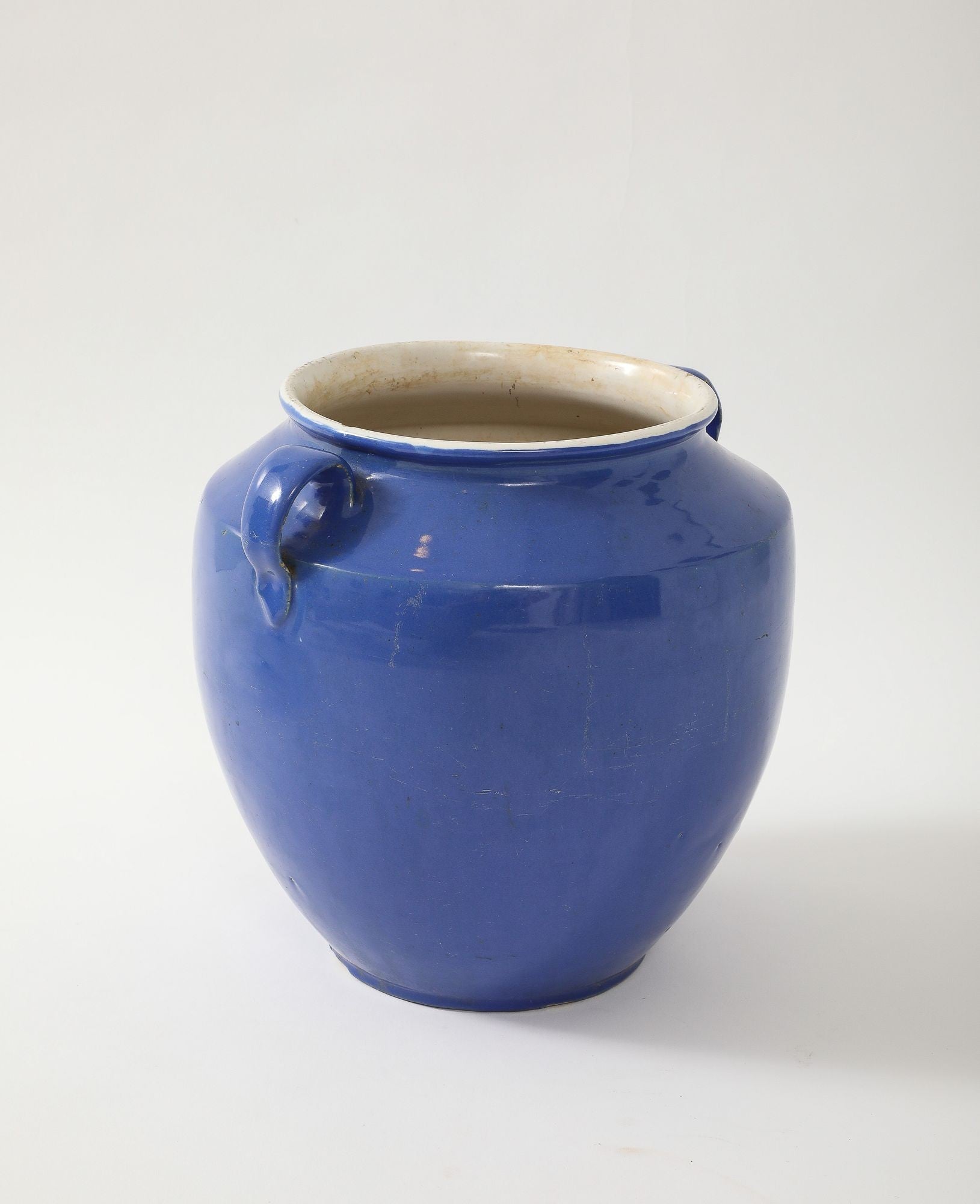 Blue Pottery Urn with Handles, France mid 20th C.
