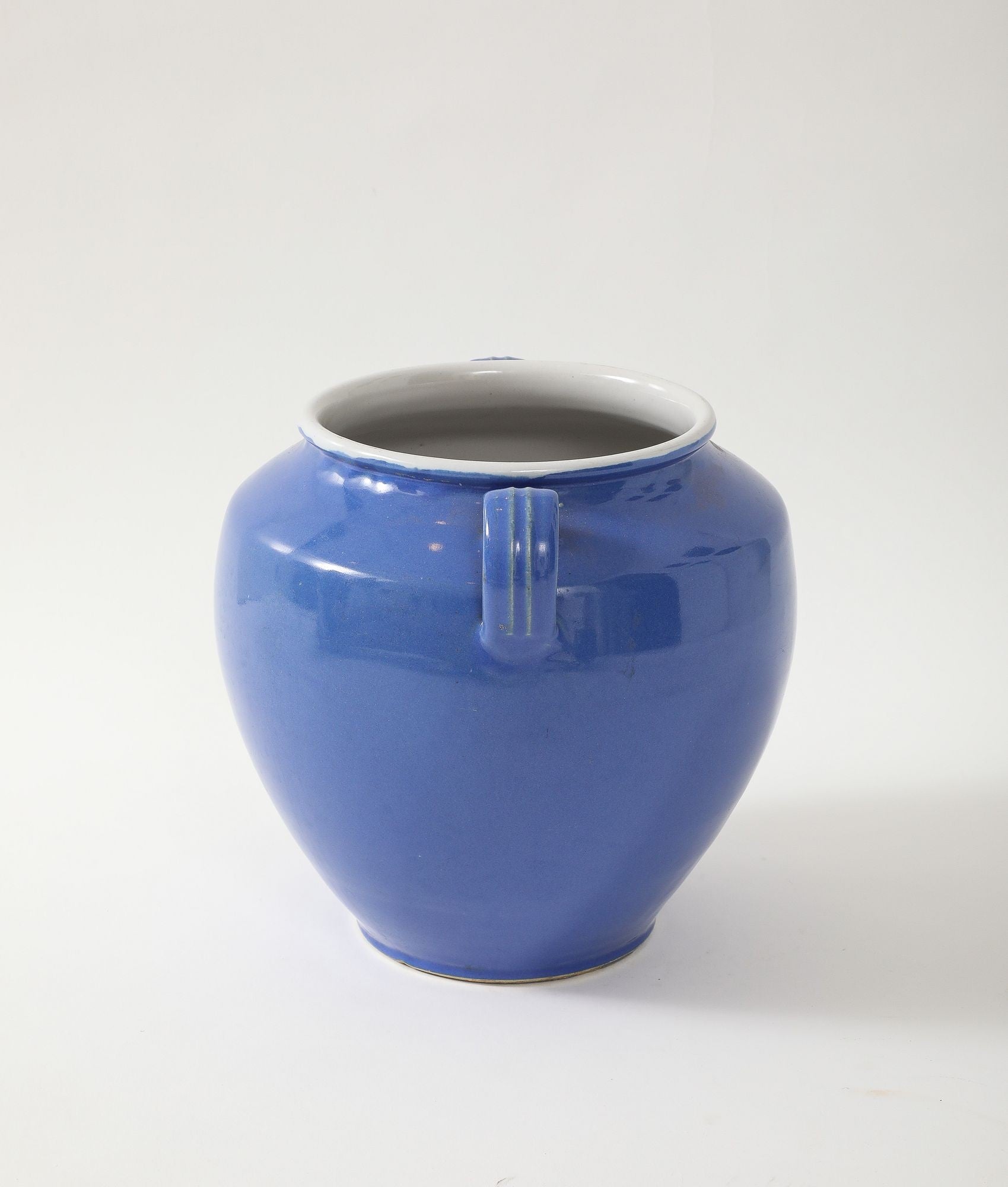 Blue Pottery Urn with Handles, France mid 20th C.