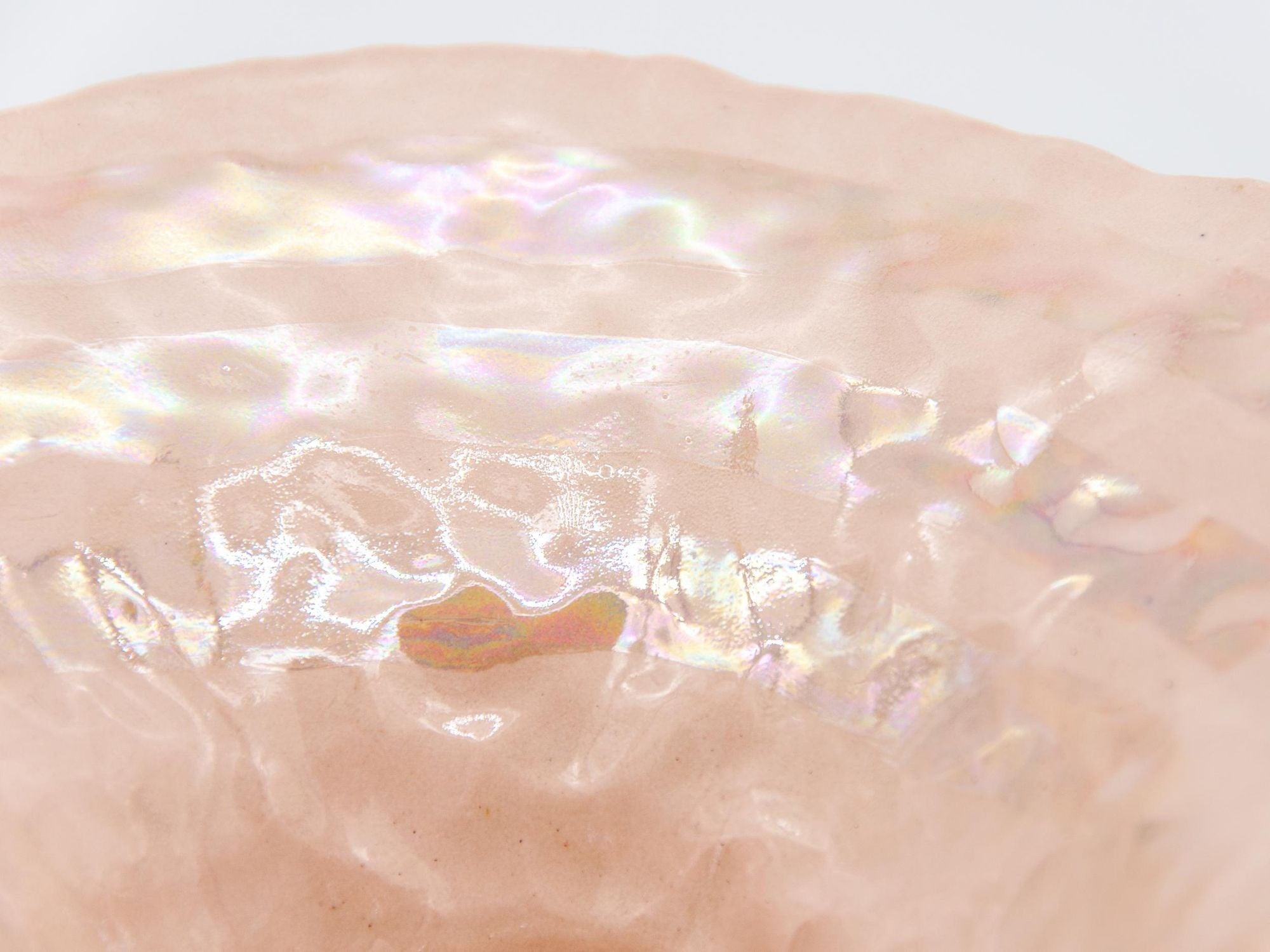 Pink Ceramic Bowl with Pearl Luster Stripe, 21st Century