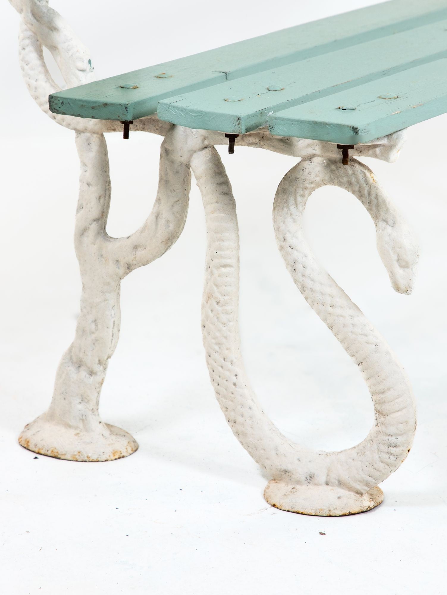 Iron Serpent and Twig Garden Bench, English Mid 20th C.