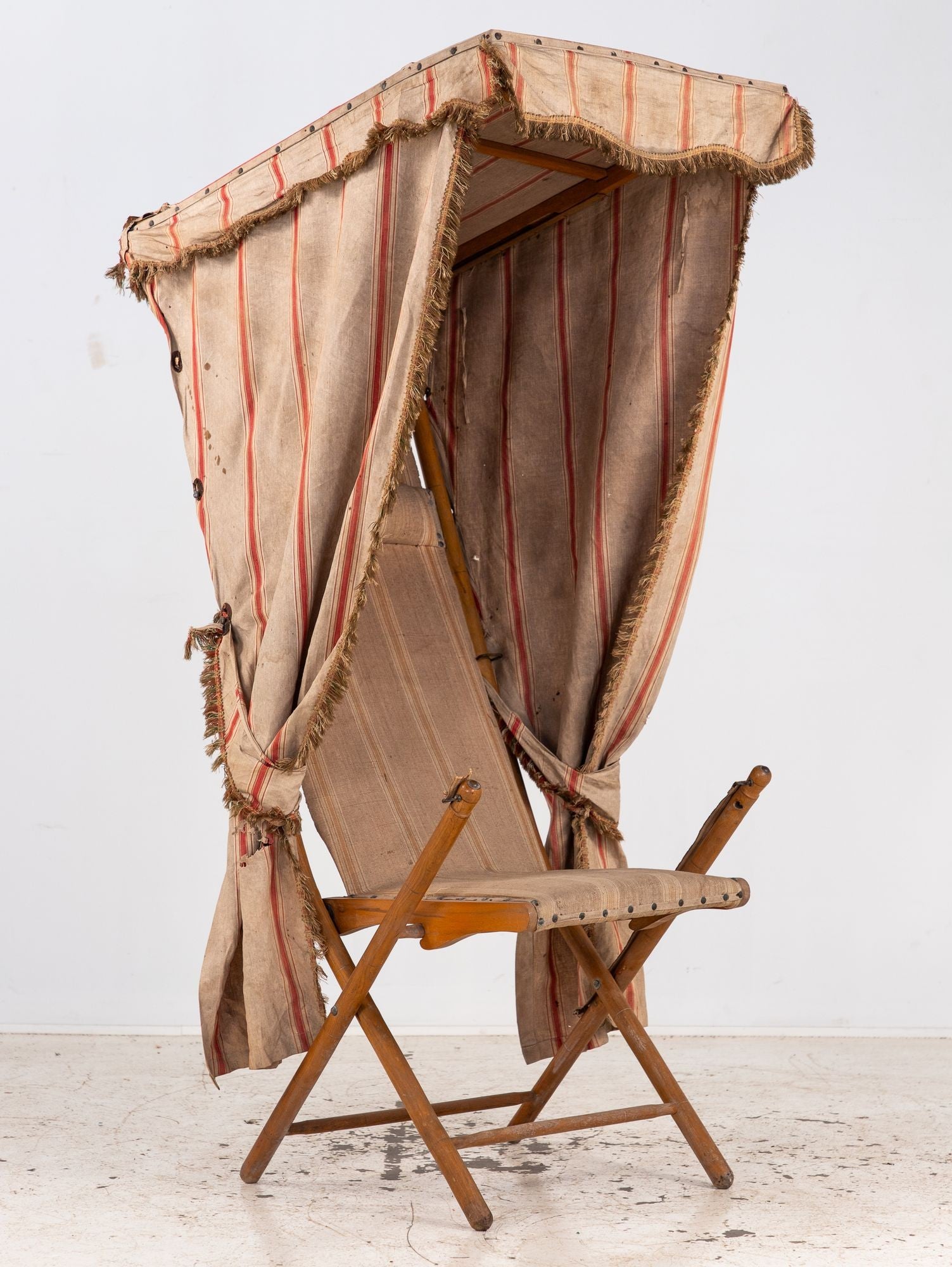 Vintage French Beach Chair with Canopy, Mid 20th C.