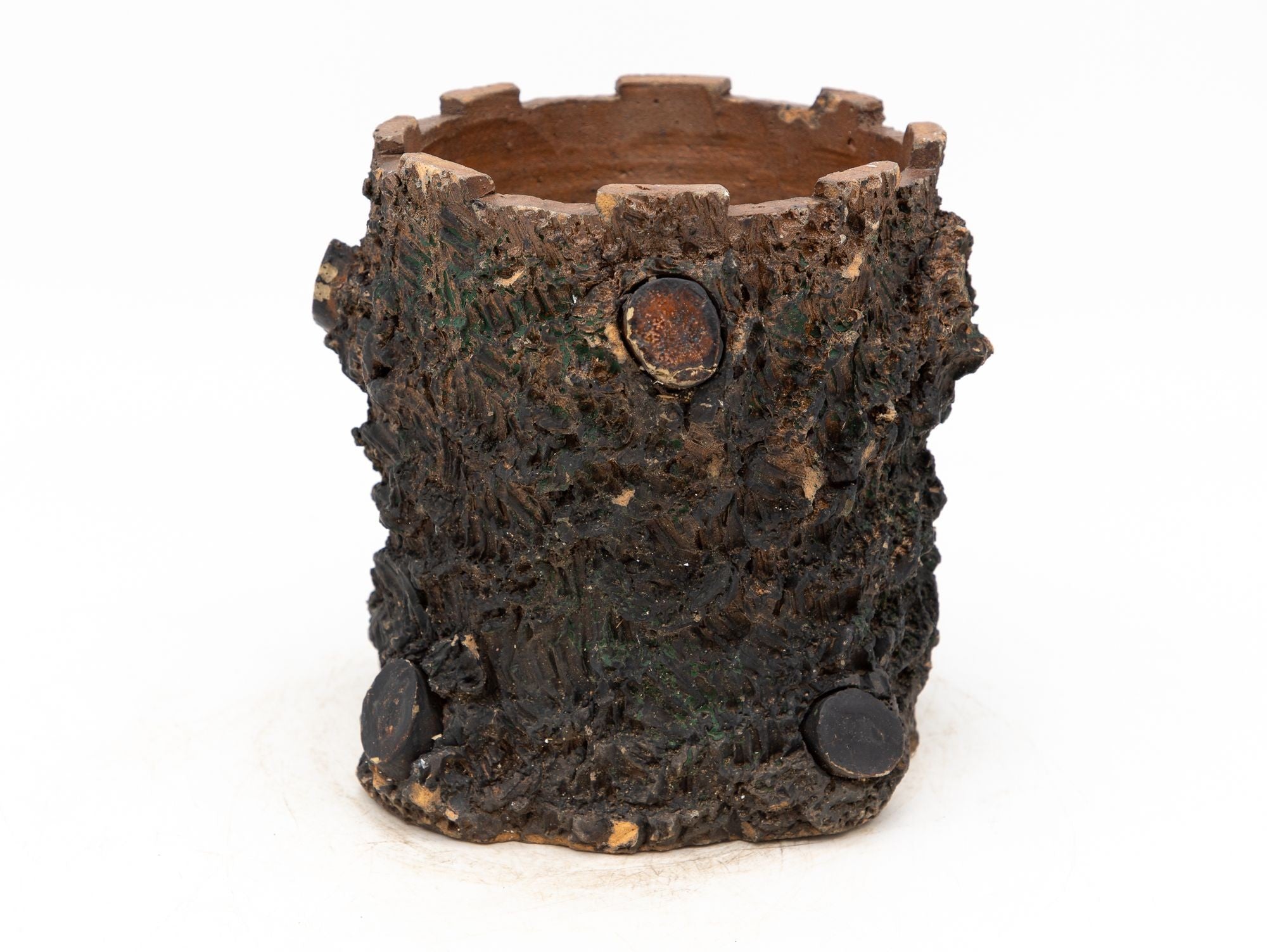 Terracotta English Faux Bois Planter, Early 20th Century