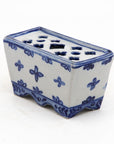Dutch Delft Style Blue & White Ceramic Flower Brick, France Early 20th C.