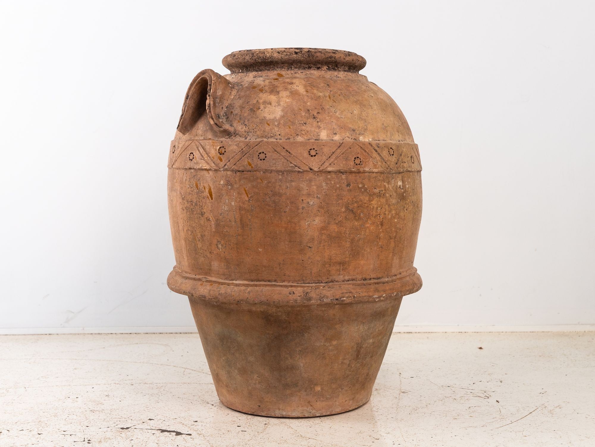 Large Mediterranean Terracotta Olive Jar with Two Handles, Mid-20th Century