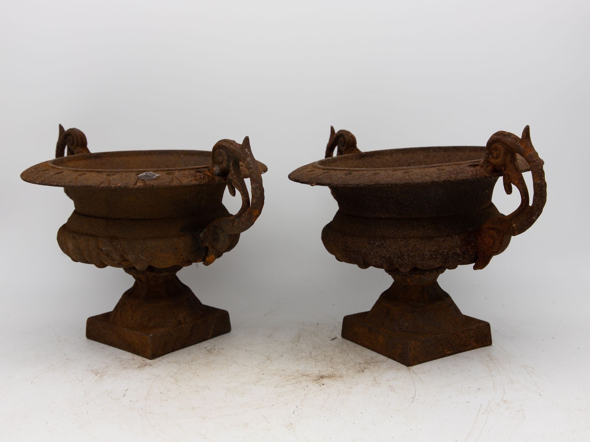 Pair of French Cast Iron Urns, late 19th Century