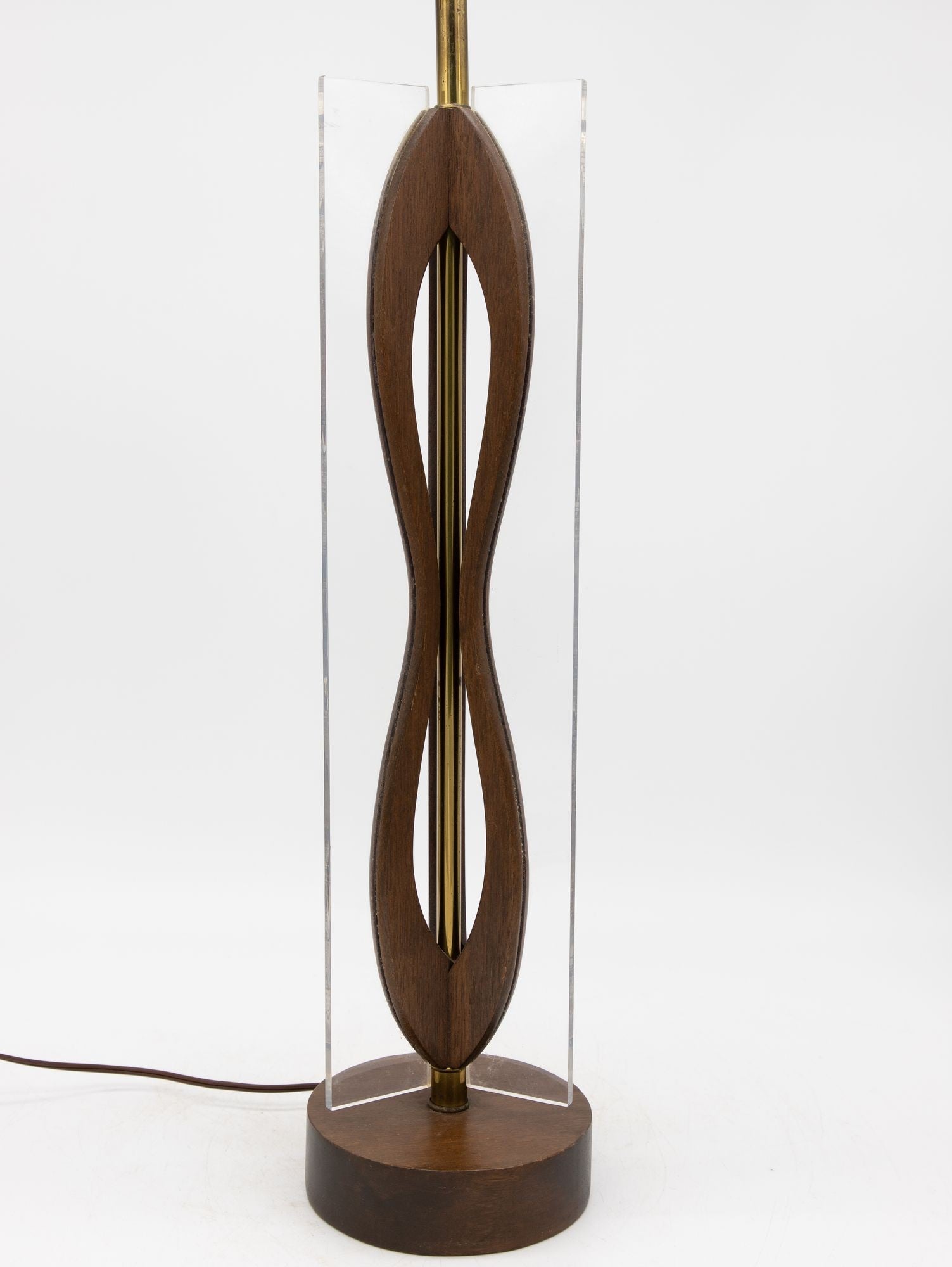 MId Century Modern Wood and Lucite Table Lamp, American Mid 20th C.