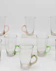 Set of Eight Vintage Hot Toddy Glasses with Colorful Handles