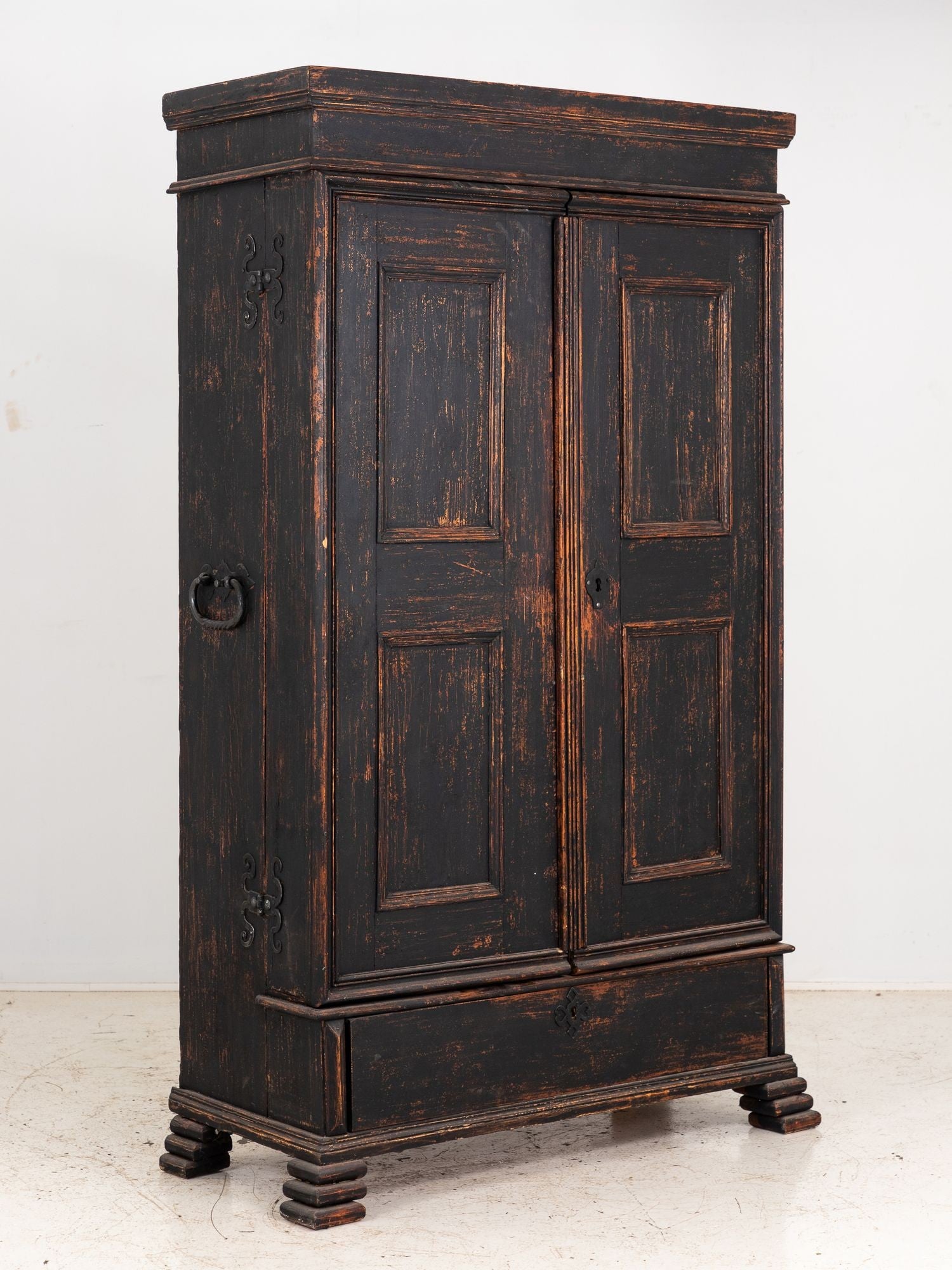 Black Swedish Cupboard or Kitchen Cabinet, Sweden Late 18th C.