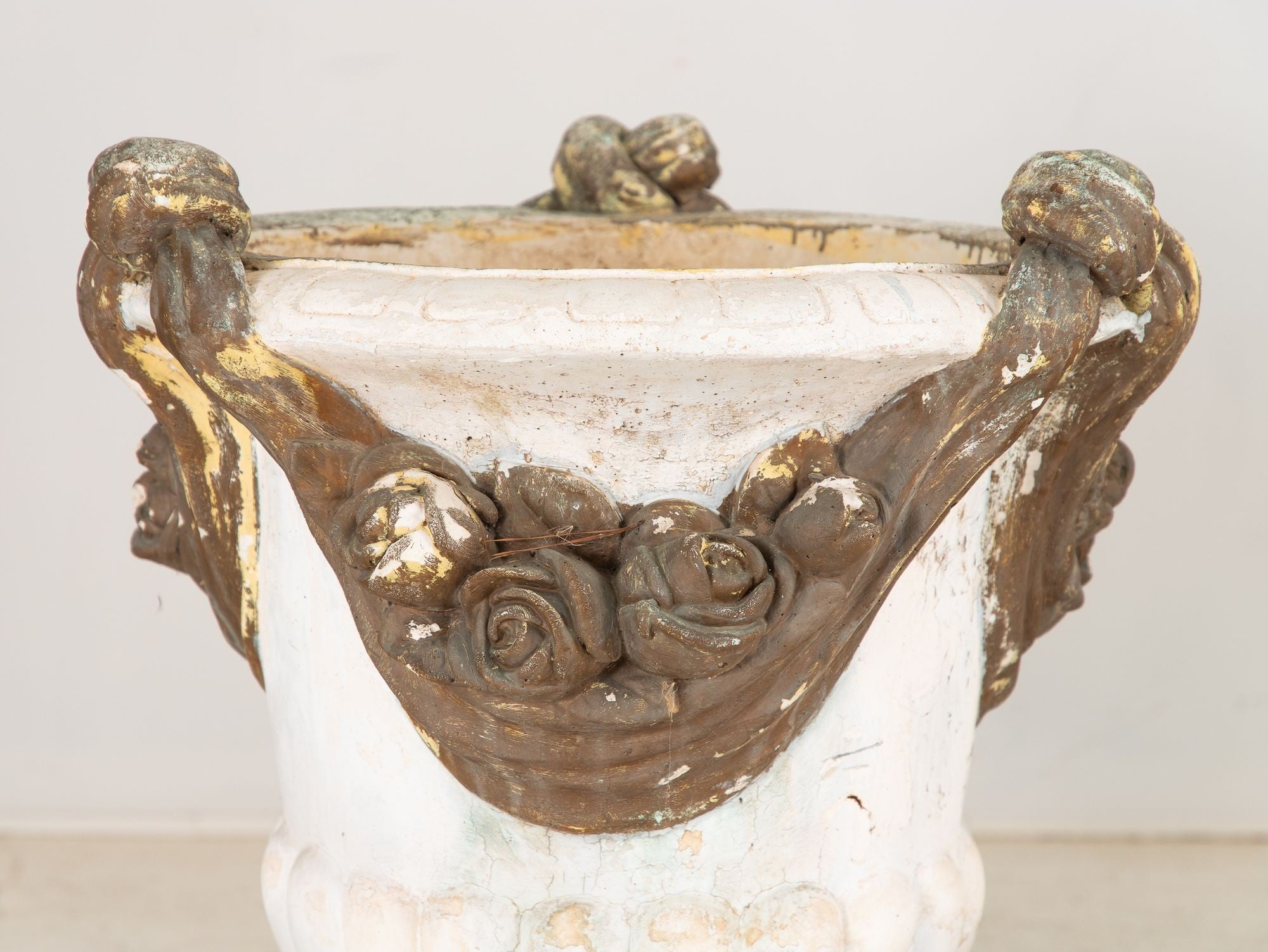 Pair Composite Terracotta Rococo Italian Urns, Mid 20th C.