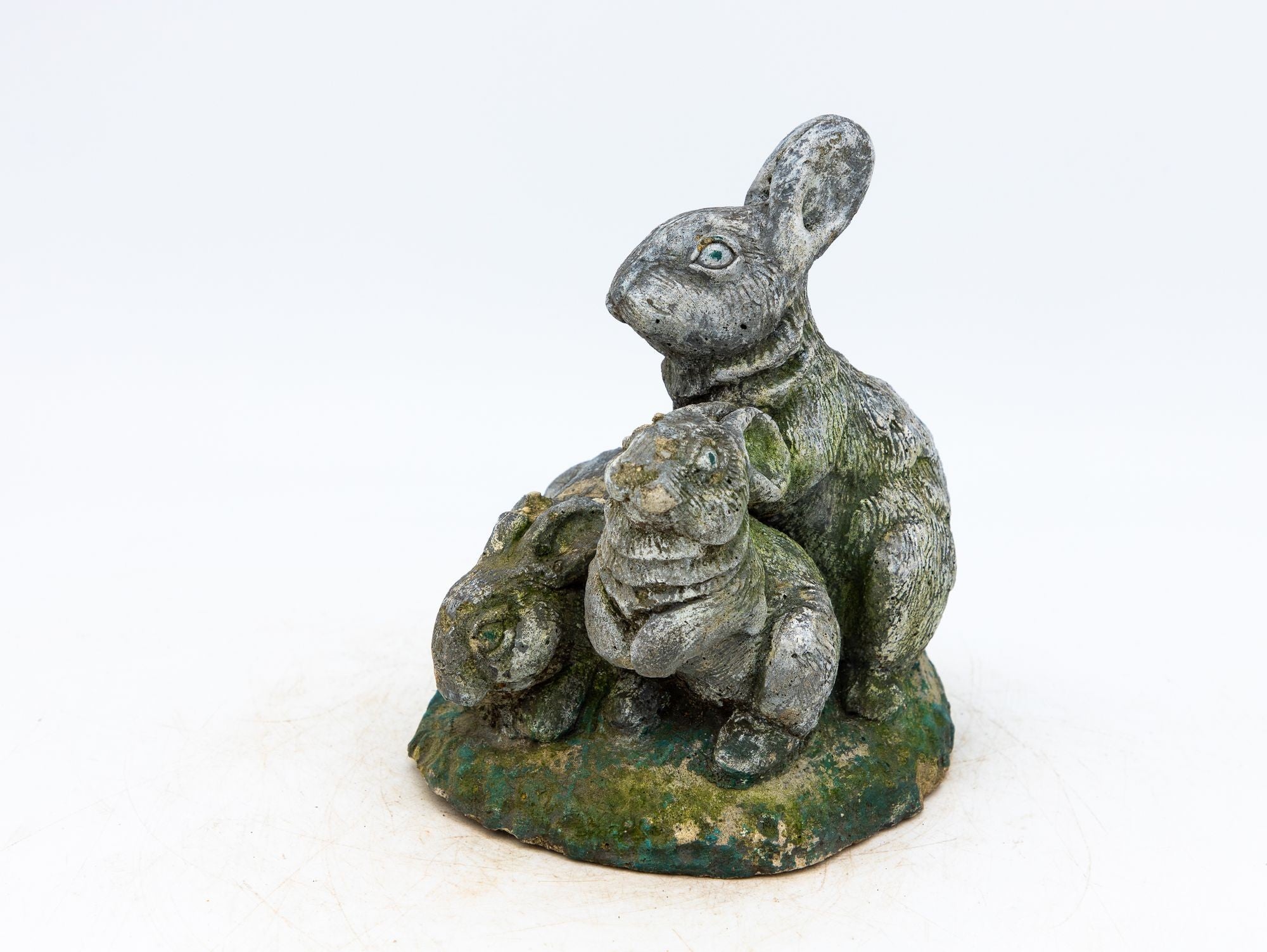 Reconstituted Stone Rabbit and Bunnies Family Garden Ornament, French 20th Century