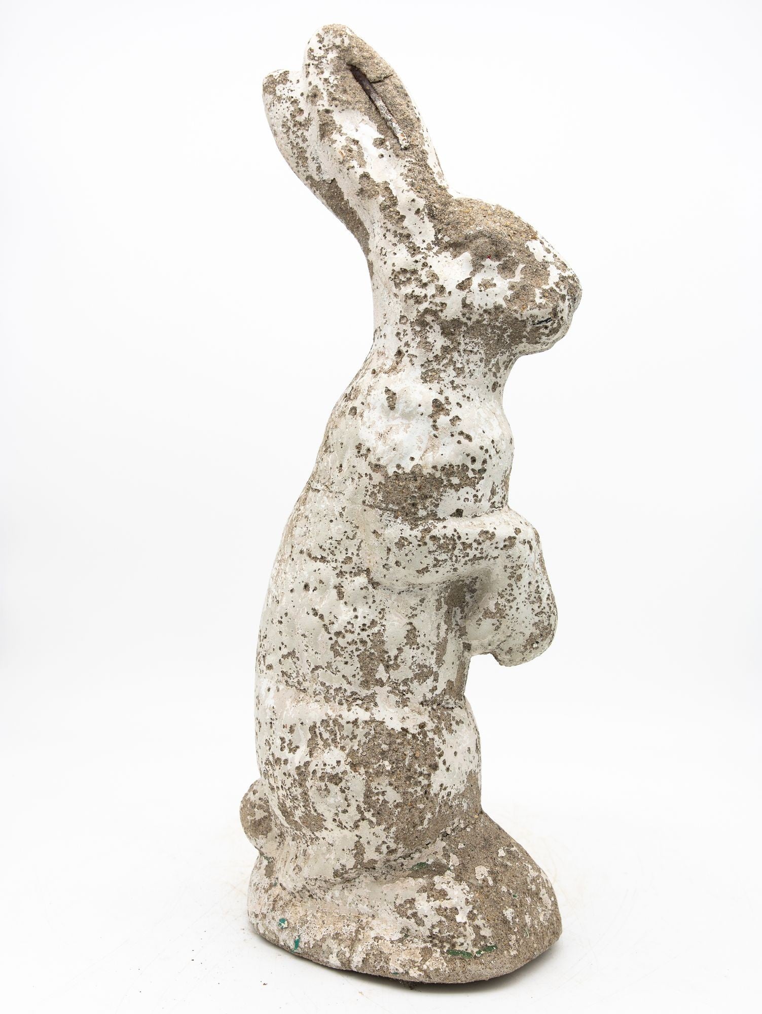 White Painted Reconstituted Stone Bunny, Rabbit, or Hare Garden Ornament, France 20th C.