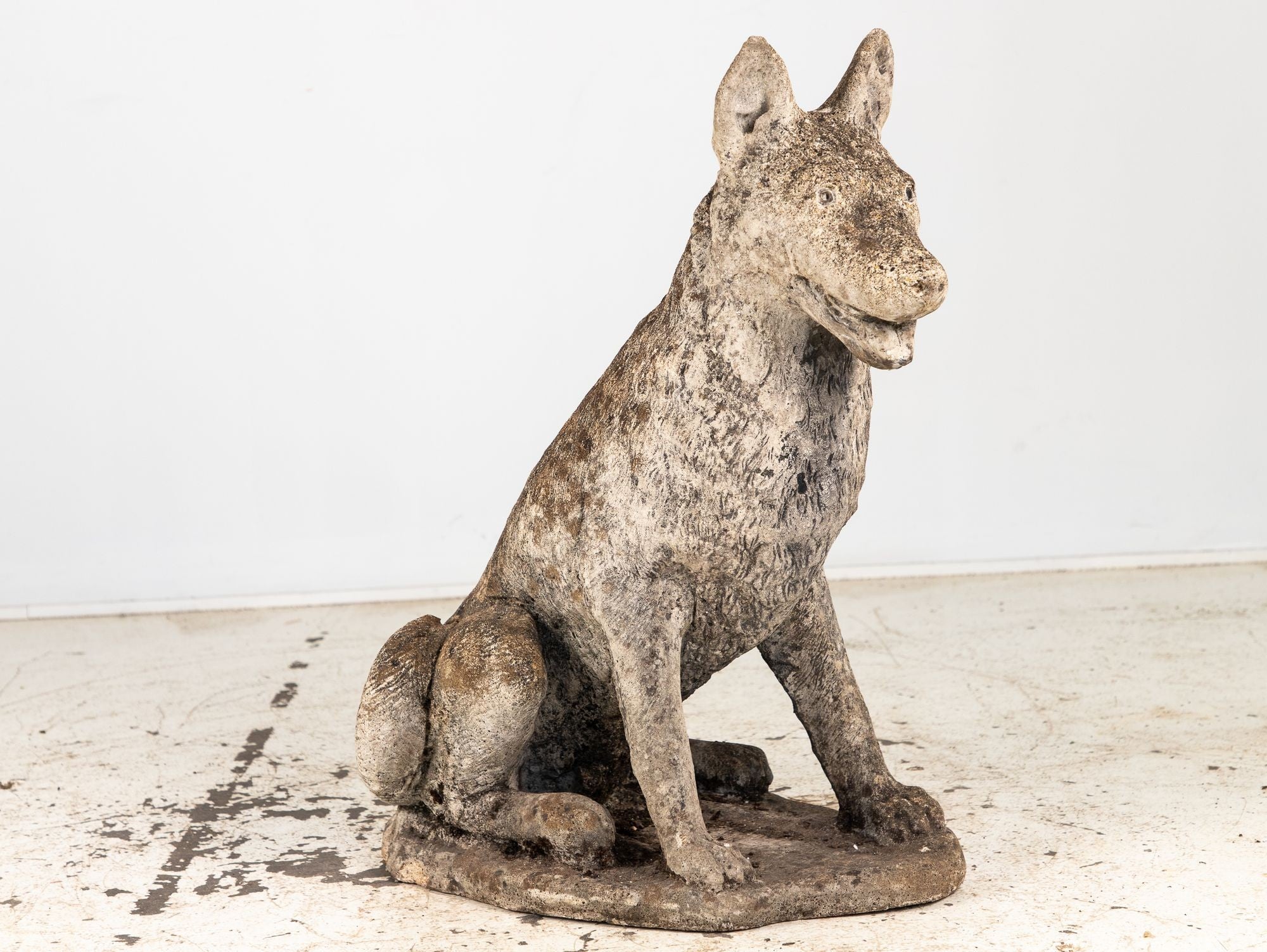 Large Concrete Shepherd Dog Garden Ornament, English mid 20th Century