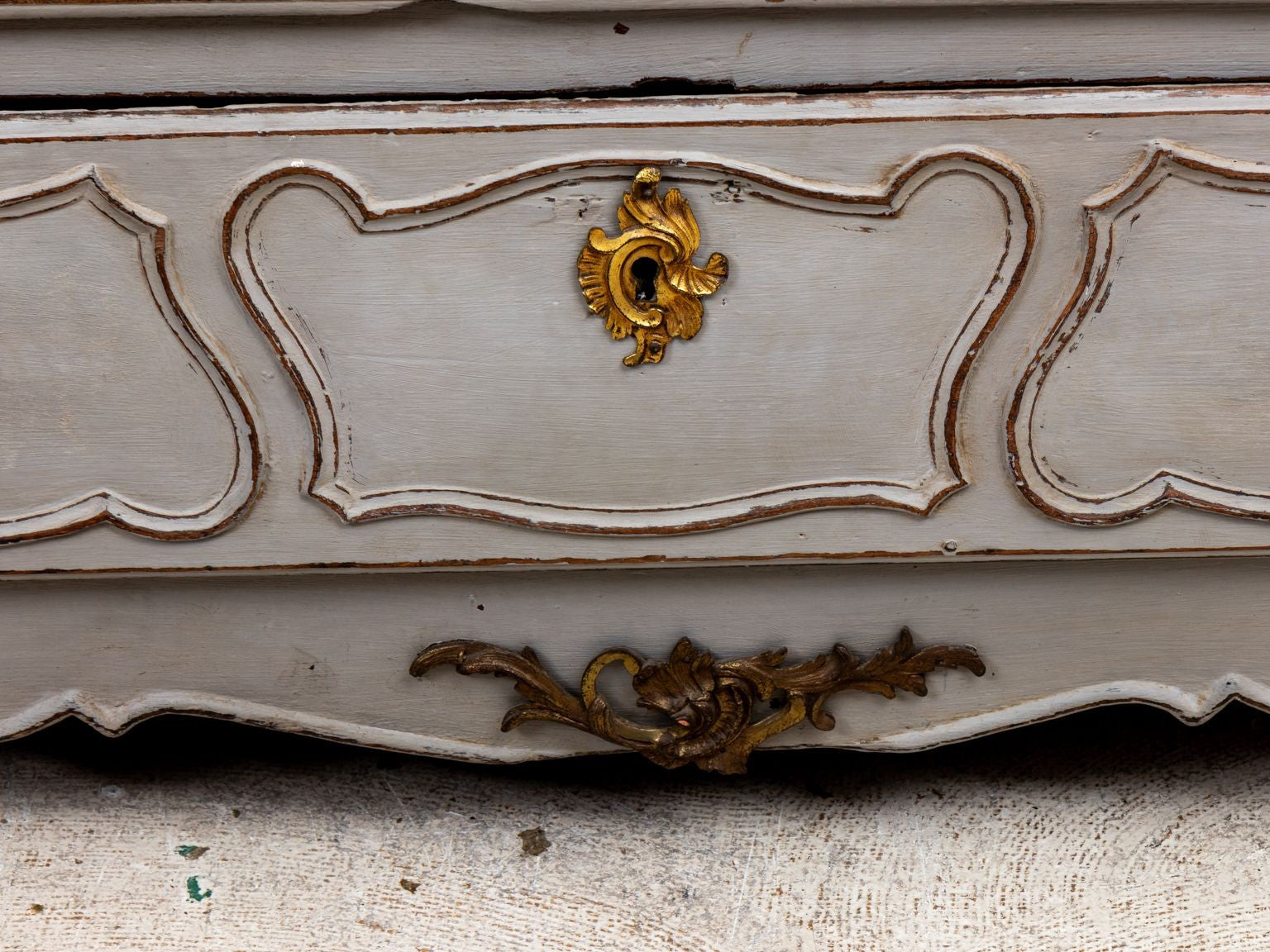 French Louis XIV Style Gray Painted Commode, Late 19th Century