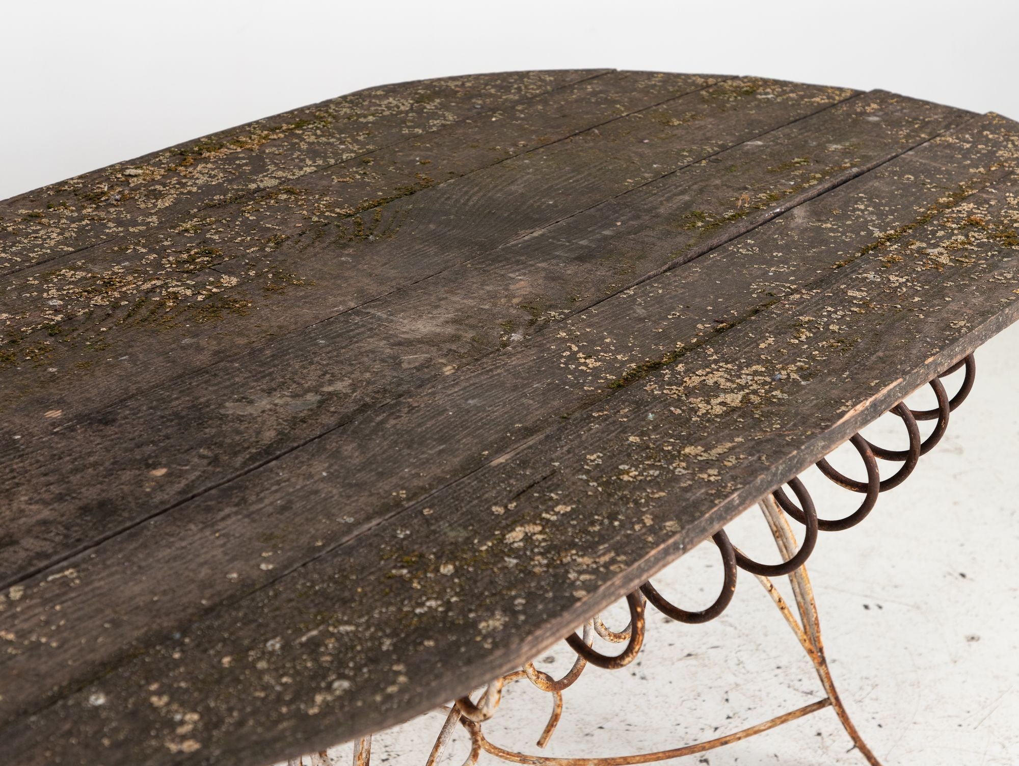 White Iron and Wood Topped Garden Dining Table, France 1930s