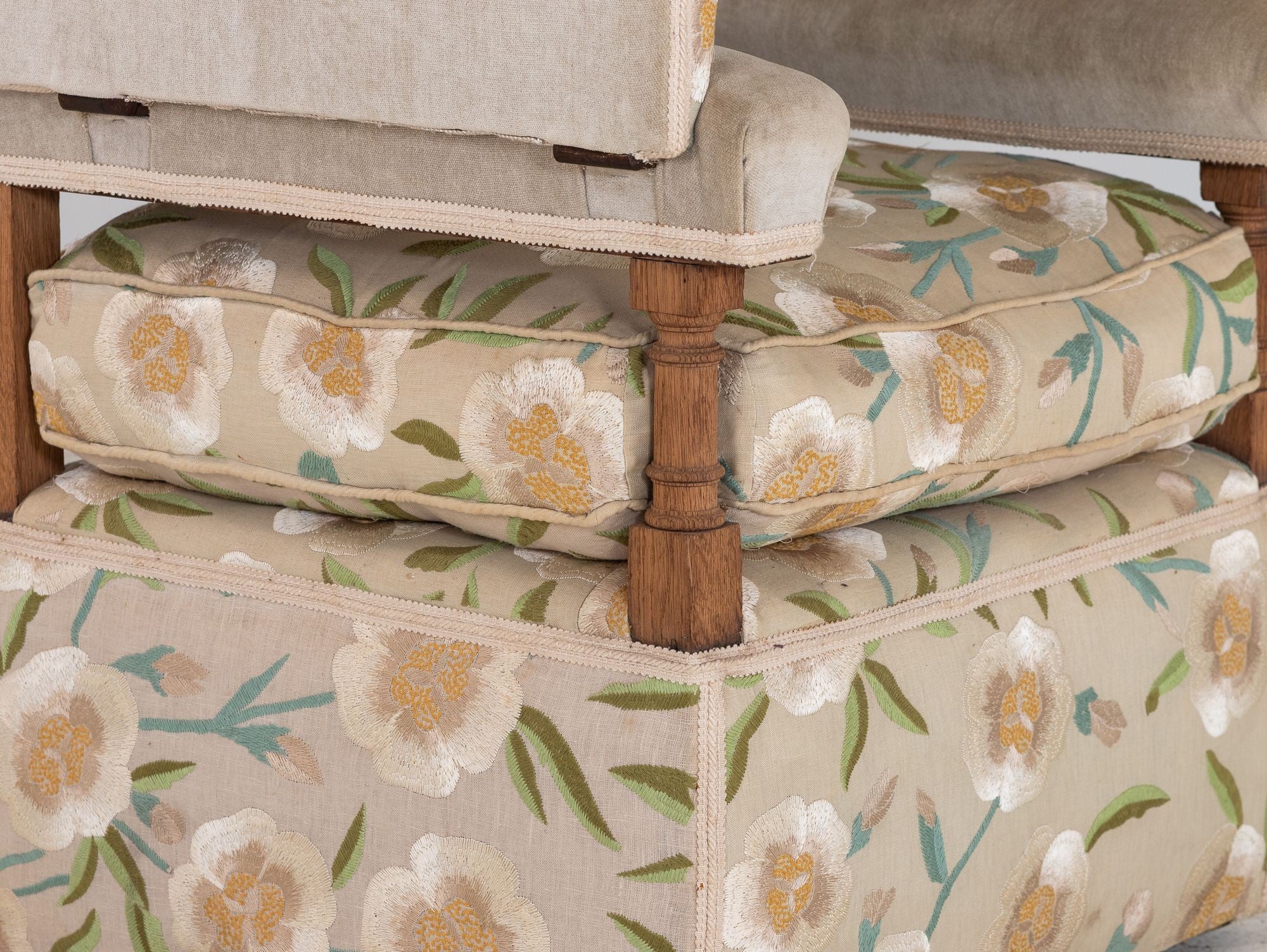 Upholstered Knowle Style Armchair, England Early 20th C.