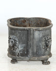 Antique English Lead Quatrefoil Planter with Lion Heads and Paws, 1850s