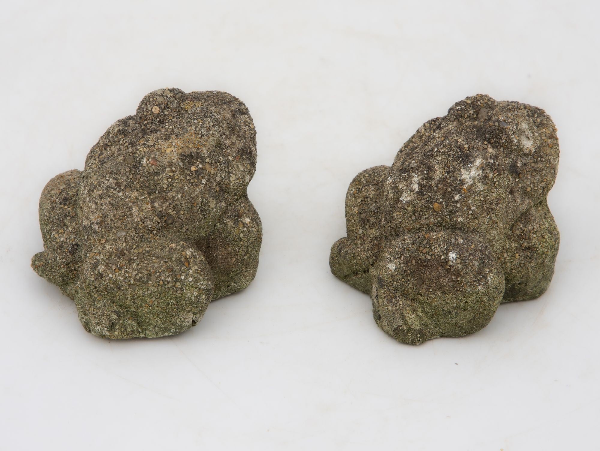 Pair of Reconstituted Stone Frog Garden Ornaments, England 1970s