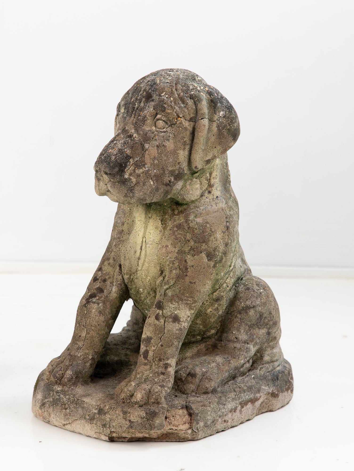 Pair of Composite Stone Boxer Dog Garden Statues, England 1960s