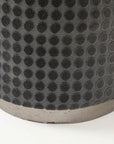 Art Deco Round Textured Ottoman with Metal Base, French 1920s