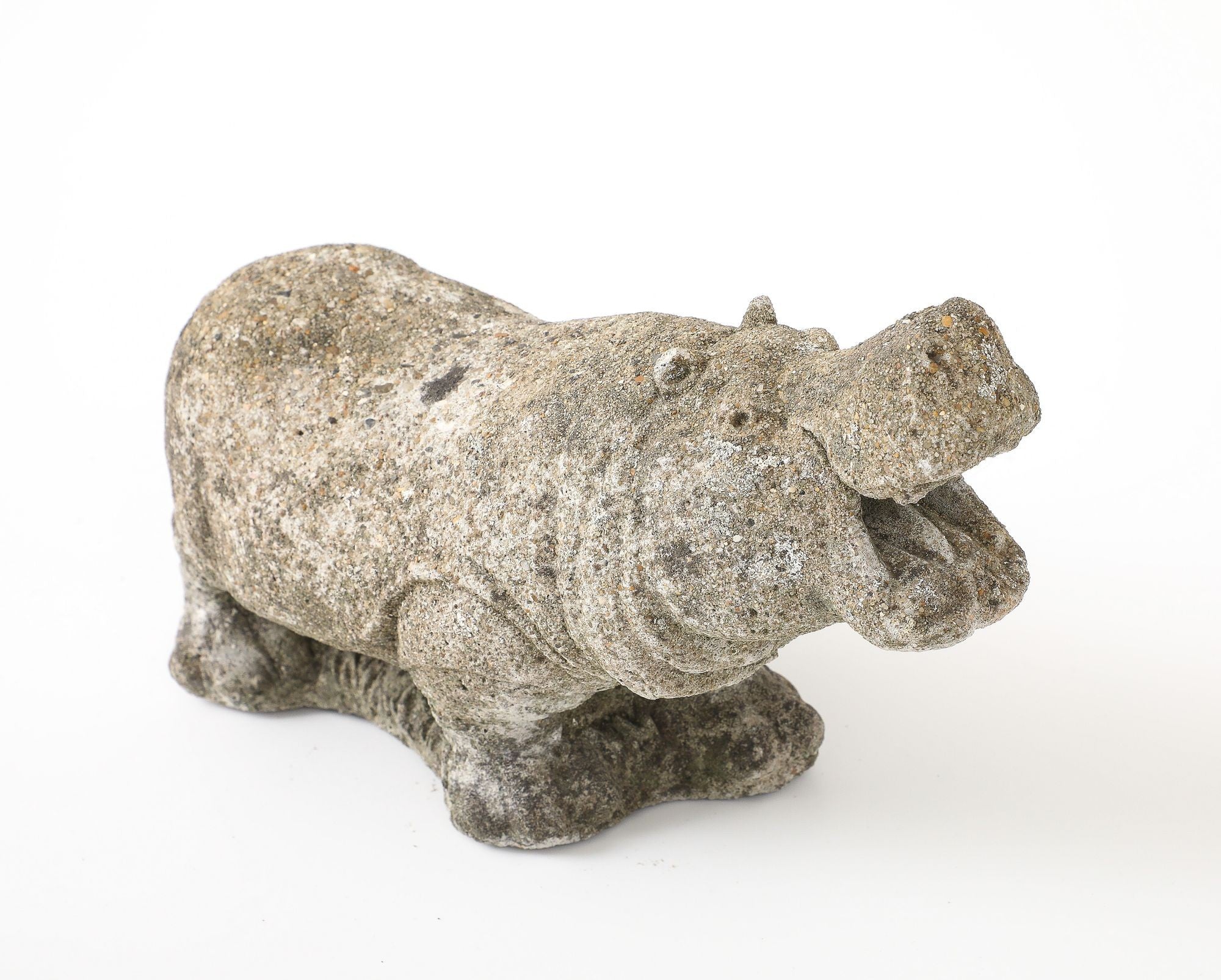 Composite Stone Hippopotamus Garden Ornament, English 20th Century