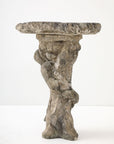 Composite Stone Faux Bois Birdbath with Squirrels Garden Ornament, English 20th C.