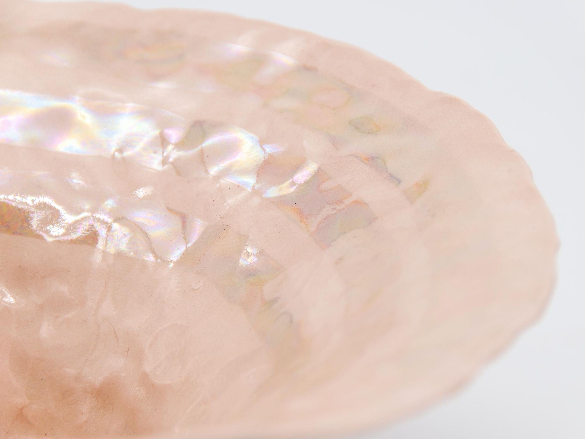 Pink Ceramic Bowl with Pearl Luster Stripe, 21st Century