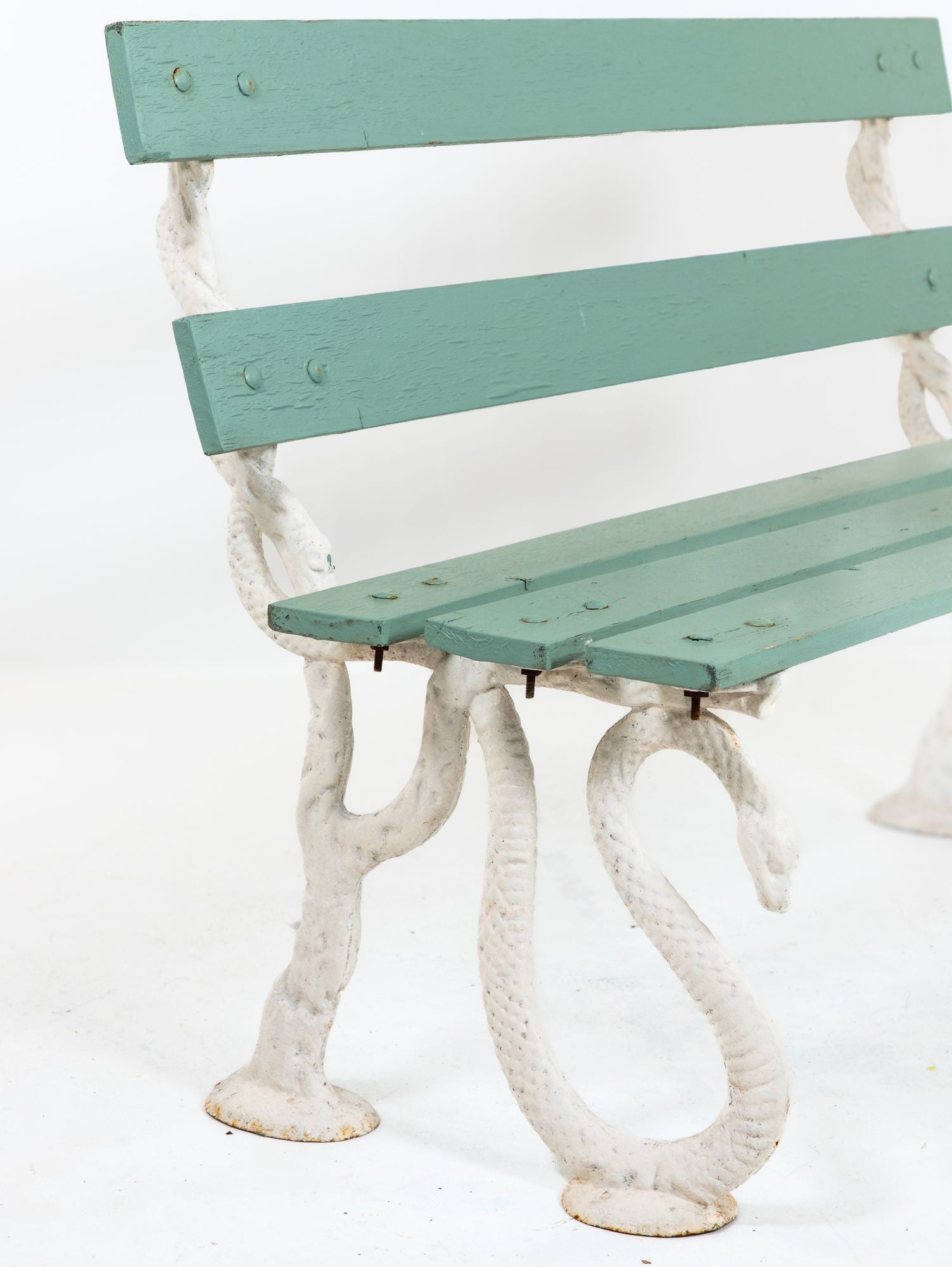 Iron Serpent and Twig Garden Bench, English Mid 20th C.