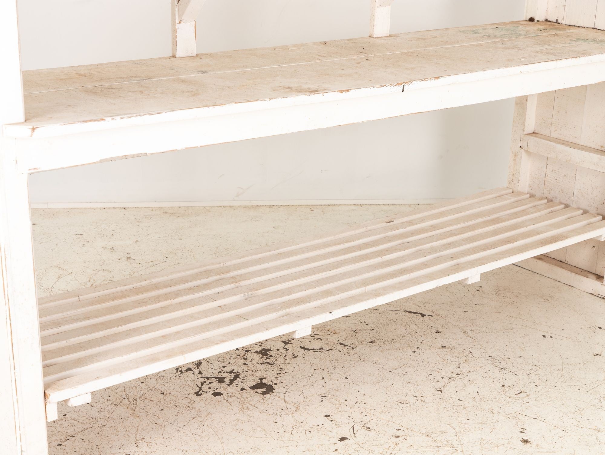 Large White Painted Wood Florist&#39;s Shelf, English mid 20th C.