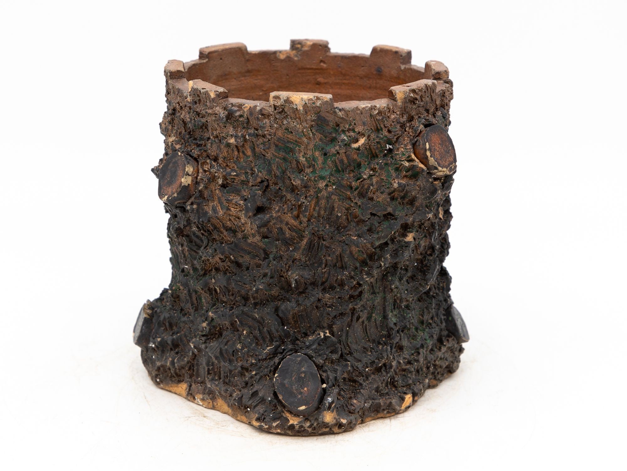 Terracotta English Faux Bois Planter, Early 20th Century