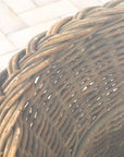Vintage Round Wicker and Glass Side Table, France 1960s