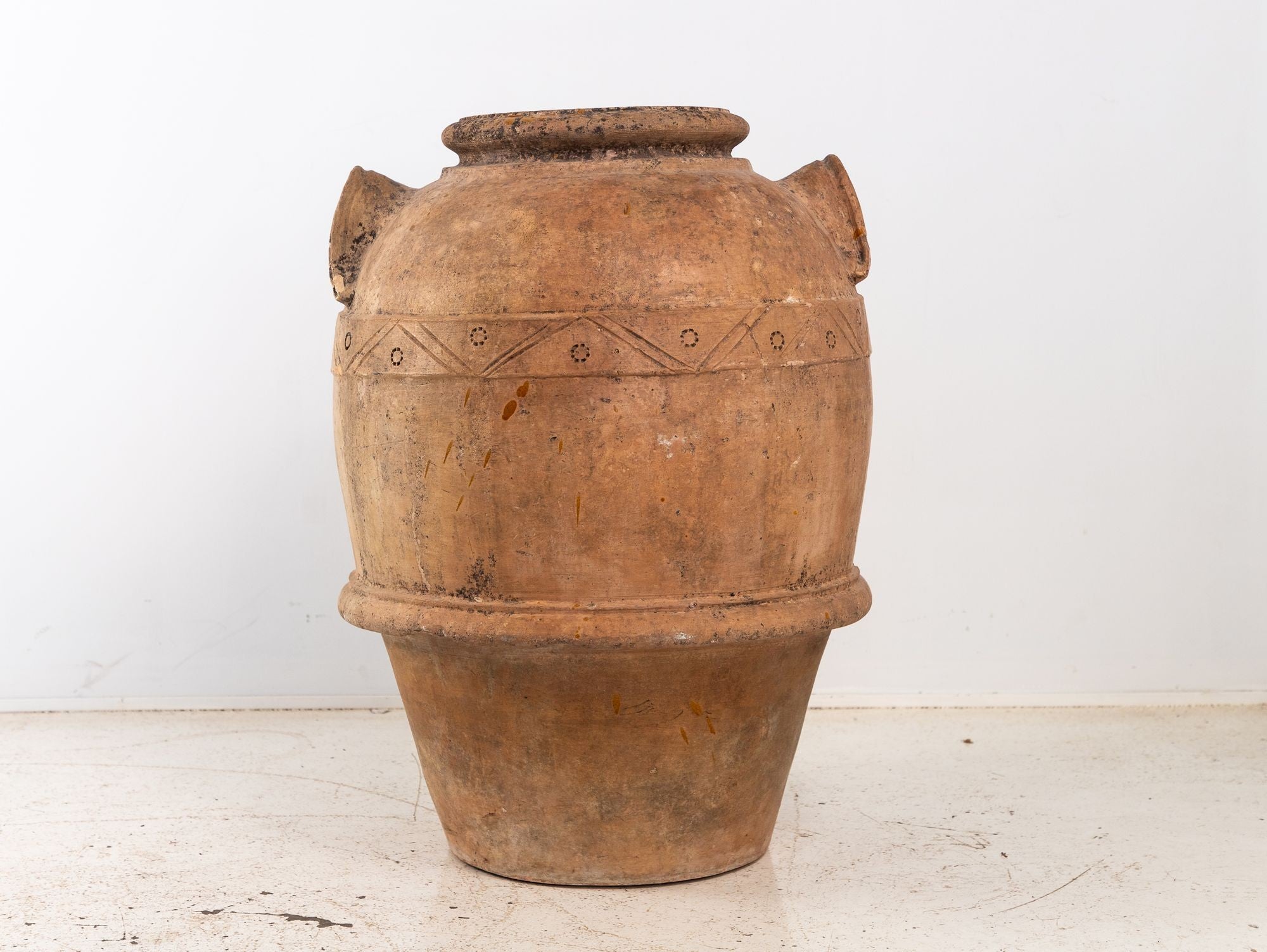 Large Mediterranean Terracotta Olive Jar with Two Handles, Mid-20th Century