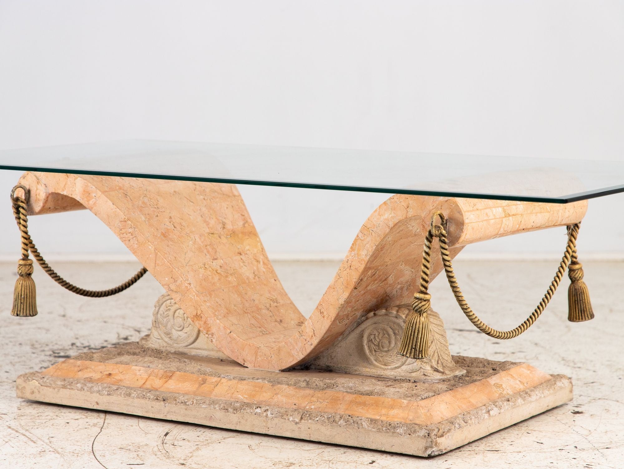 Tessellated Travertine Cocktail Table, France 1970s