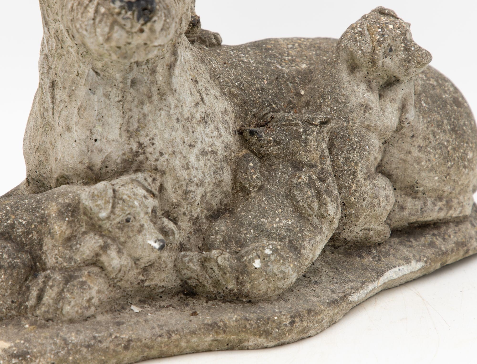 Vintage Reconstituted Stone Dog with Four Puppies, English Mid 20th C.